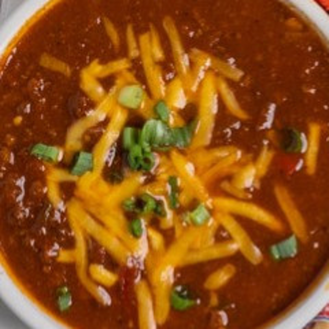 Homemade Black Angus Sirloin Chili Soup.